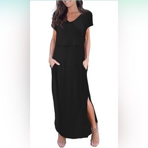 Smallshow Black Nursing Breastfeeding Maxi Dress